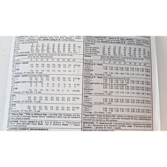 McCall's 9522 Sewing Pattern Misses' Lined Jacket Skirt Pants Size 18 20 22 Uncu - Picture 3 of 4